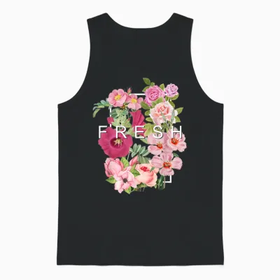 Graphique De Couleur Rose Fleurs Fraîches Unisex Tank Top - Black