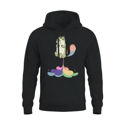Funny Unicorn Cat Unisex Hoodie - Black