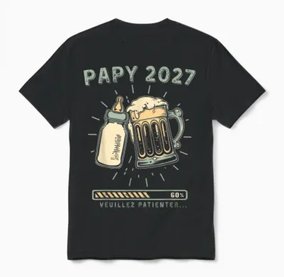 Papy 2027 Futur Grand Père Révélation Grossesse Unisex T-Shirt - Black