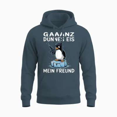 Pinguin Ganz Dünnes Eis Unisex Hoodie - Dark Heather