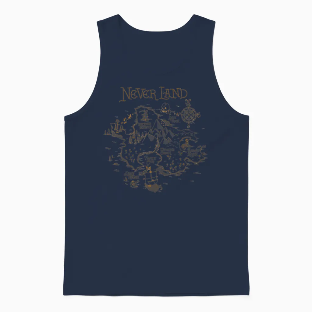 Disney Peter Pan Never Land Map Graphic Unisex Tank Top in Navy