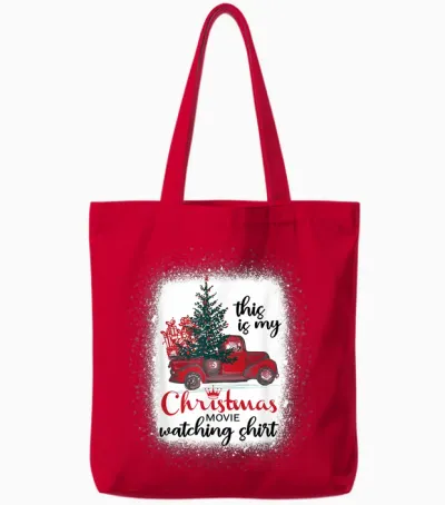 This Is My Christmas Movie Watching Shirt Vintage Red Truck Tote Bags - Red