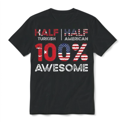 Born Turkish Turkey American Usa Citizenship Unisex T-Shirt - Black