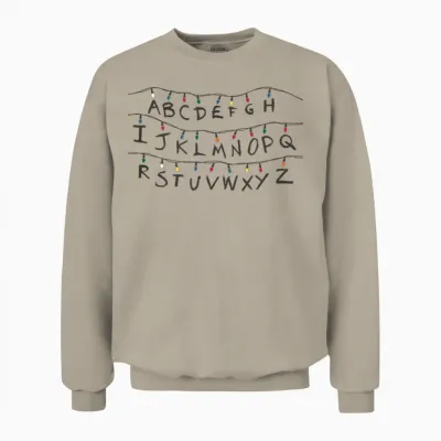 Stranger Things Alphabet T-Shirt, White, S Unisex Sweatshirt - Sand
