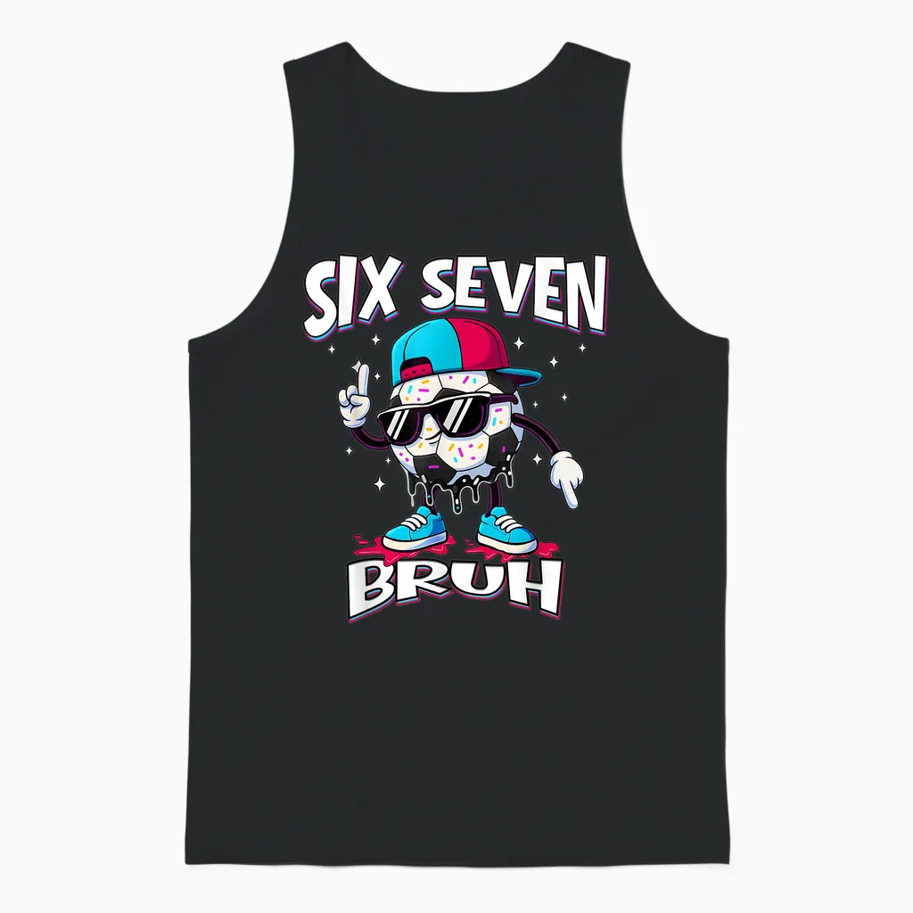Fußball 67 Meme Six Seven Fußball 67 Jungen Mädchen Unisex Tank Top in Black