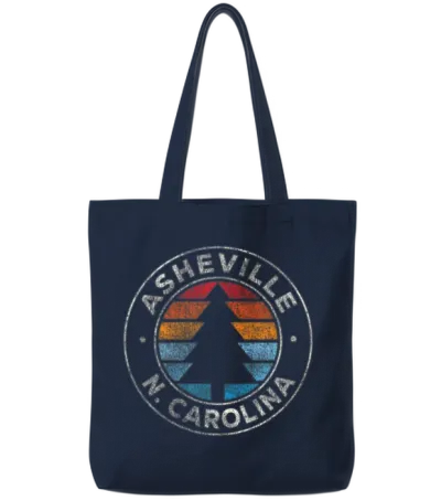 Asheville North Carolina Nc 70s Tote Bags - Navy
