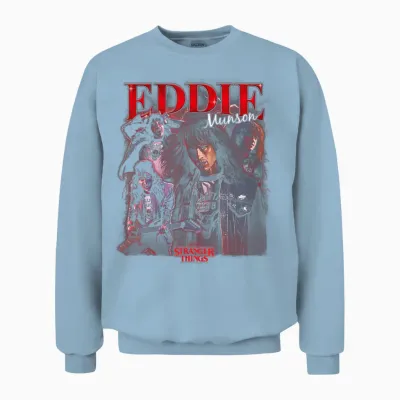 Stranger Things Eddie Boyfriend Officially Licensed Unisex Sweatshirt - Light Blue