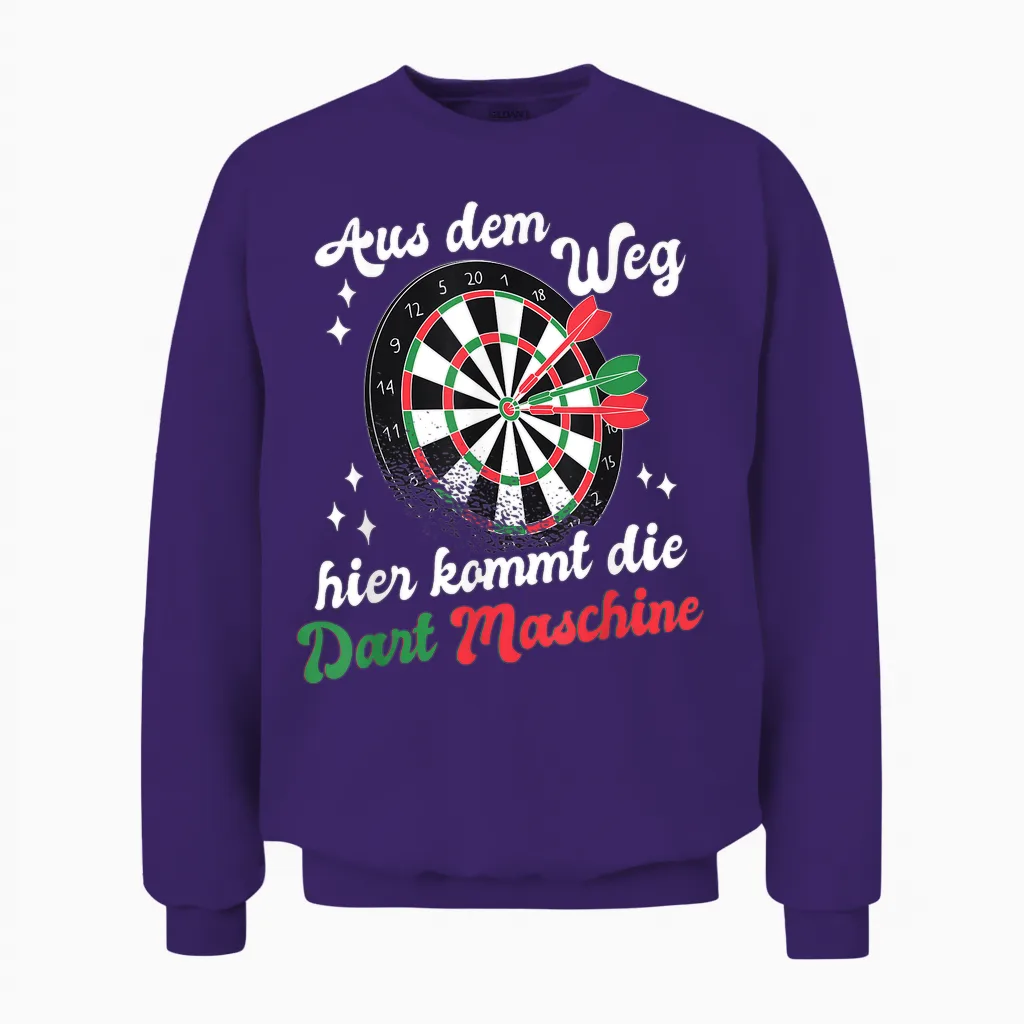 Aus Dem Weg Hier Kommt Dart Machine T-Shirt, Black, S Unisex Sweatshirt in Purple