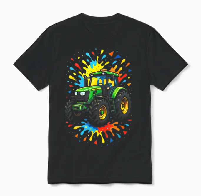 Dorfkind Dorfkinder Traktor Traktoren Trecker Unisex T-Shirt in Black