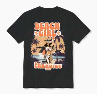'beach Girl, Paradise Haven' Beach Scene Gd Unisex T-Shirt - Black