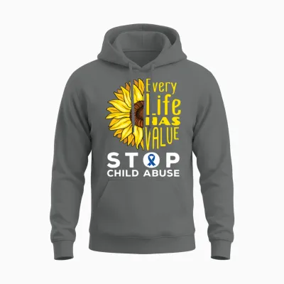 Child Abuse Awareness Sunflower Unisex Hoodie - Graphite Heather