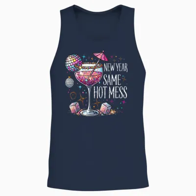 New Year Same Hot Mess Martini Cocktail New Year Women Unisex Tank Top - Navy