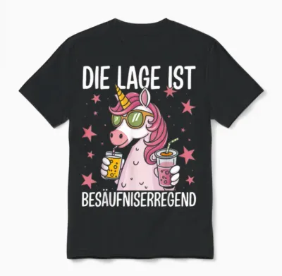 Die Lage Ist Besäufniserregend Funny Saying Party Outfit T-Shirt, Black Unisex T-Shirt - Black