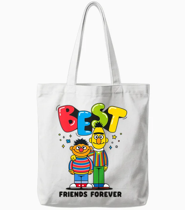 Children's Sesame Street Ernie and Bert Best Friends Forever Tote Bags in White