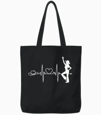 Line Dance Women's T-Shirt with Sayings Western Country Dance Dancer Tote Bags - Black