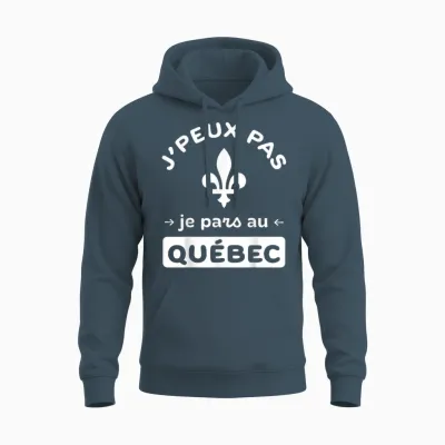 Canada "j'peux Pas Je Pars Au Québec" Humour Pvt Touriste Unisex Hoodie - Dark Heather