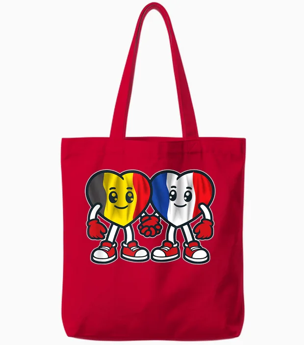 Hearts of Friendship France and Belgium Tote Bags in Red