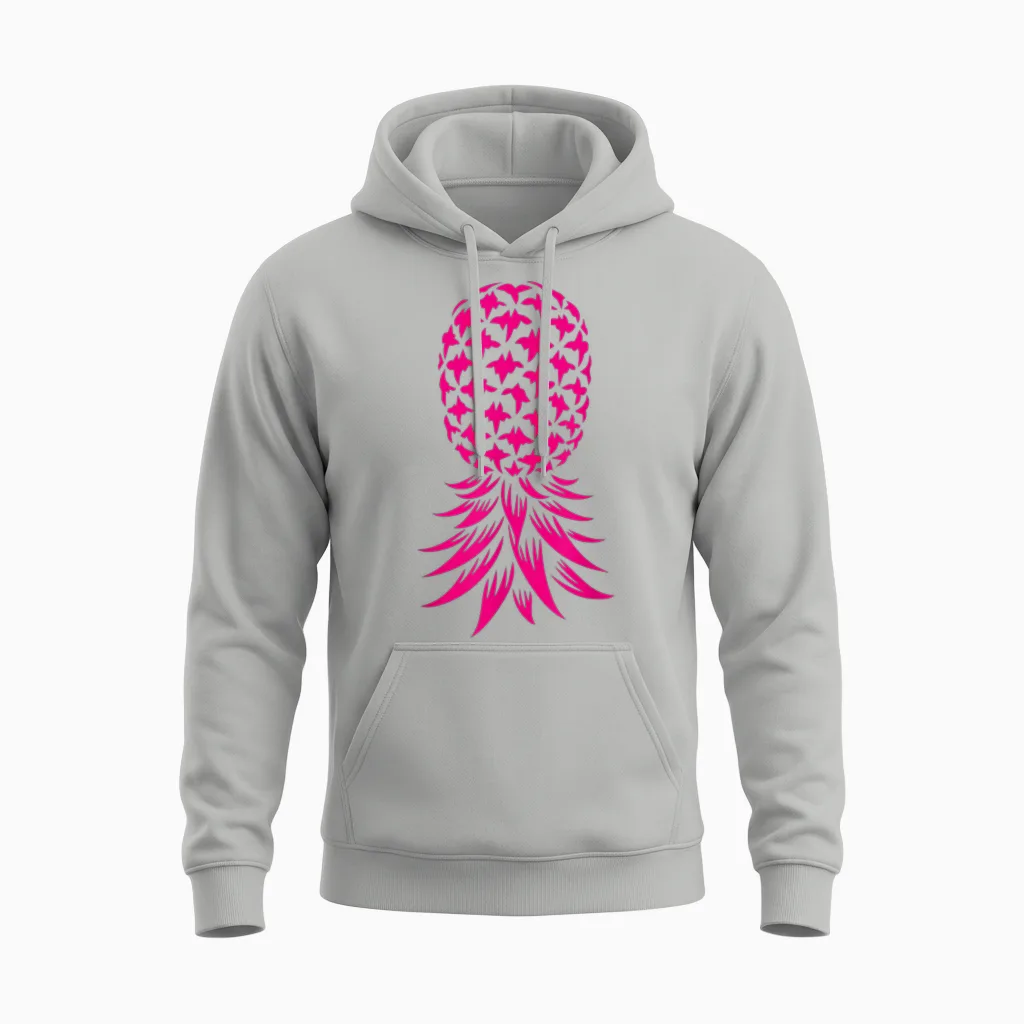 Rosa Umgedrehte Ananas Unisex Hoodie in Ash
