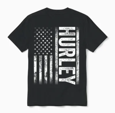 Hurley Ky Vintage Us American Flag Retro for Men Women Unisex T-Shirt - Black