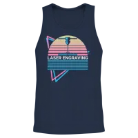 Laser Engraving Retro Unisex Tank Top - Navy – 2