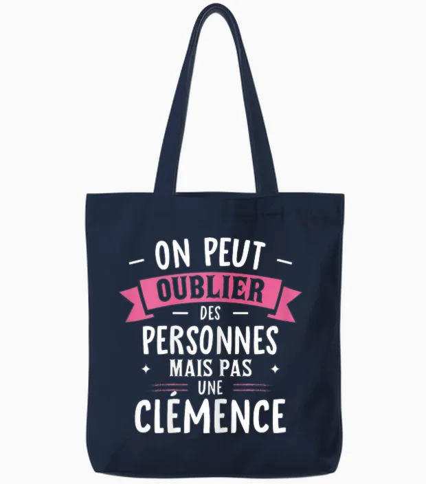 Woman Humour Girlfriend Personalized Gift Bff First Name Clemence T-Shirt, Black, Female X-Small Tote Bags in Navy