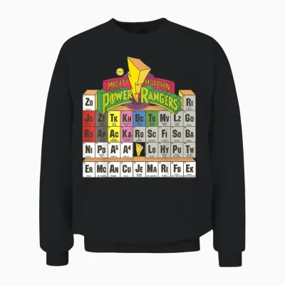 Power Rangers Vintage Colour Periodic Table Unisex Sweatshirt - Black