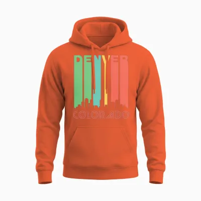 Retro Denver Skyline Unisex Hoodie - Orange