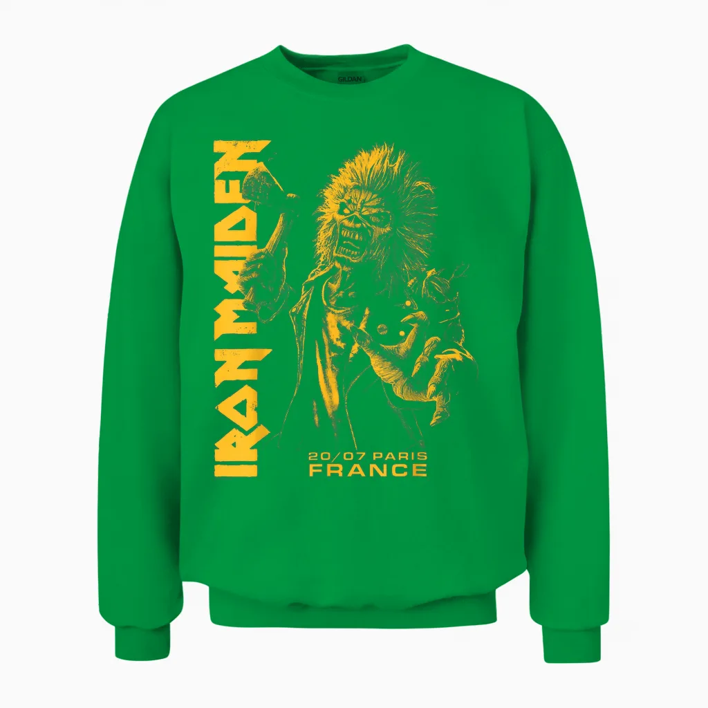 Iron Maiden - Run for Your Lives Tour Paris Ii Unisex Sweatshirt in Irish Green