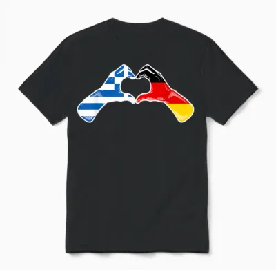 Griechenland Deutschland Flagge - Griechisches Deutsches Herz Unisex T-Shirt - Black