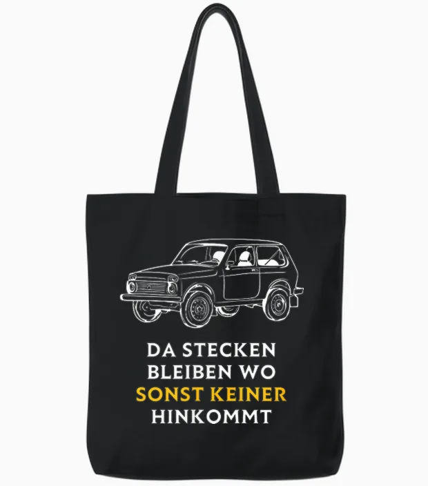 Lada Niva 4x4 Offroad Russland Ddr Osten Udssr Geländewage Tote Bags in Black