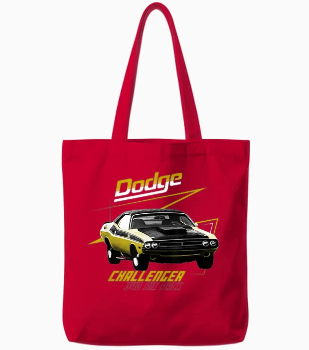 Dodge Challenger 340 Sixpack Tote Bags in Red