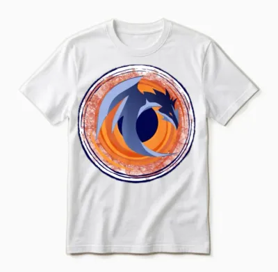 Dragon in the Vortex of Fire. Unisex T-Shirt - White