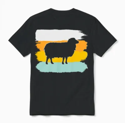Sheep Retro Unisex T-Shirt - Black