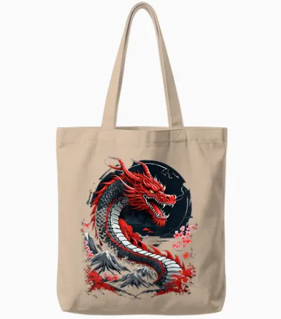 ästhetischer Japanischer Drache, Asiatischer Japanischer Anime, Japanischer Stil Tote Bags - Natural