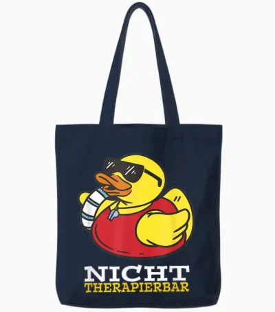 Bath Duck Lifeguard T-Shirt, Black, S Tote Bags - Navy