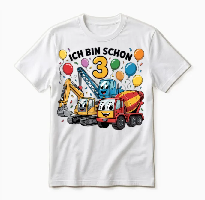 Children's T-Shirt with German Text "ich Bin Schon 3 Years" Unisex T-Shirt in White
