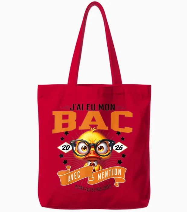 Nouveau Bachelier Félicitation Bac 2026 Avec Mention Tote Bags in Red