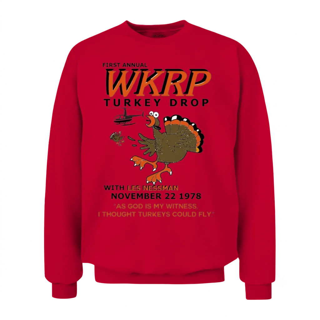 First Anuual Wkrp Turkey Drop with Les Nessman Unisex Sweatshirt - Red