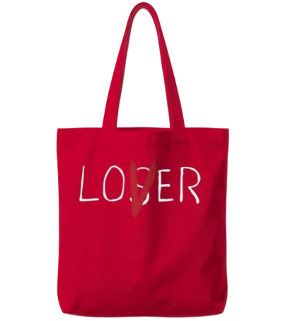 Loser Lover Tote Bags - Red