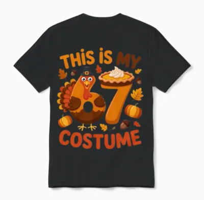 This Is My Thanksgiving 67 Costume Funny Turkey Pi Unisex T-Shirt - Black