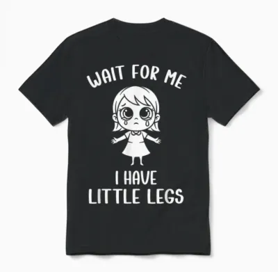 Meme Funny Short Legs Women Wait for Me - J'ai De Petites Jambes Unisex T-Shirt - Black
