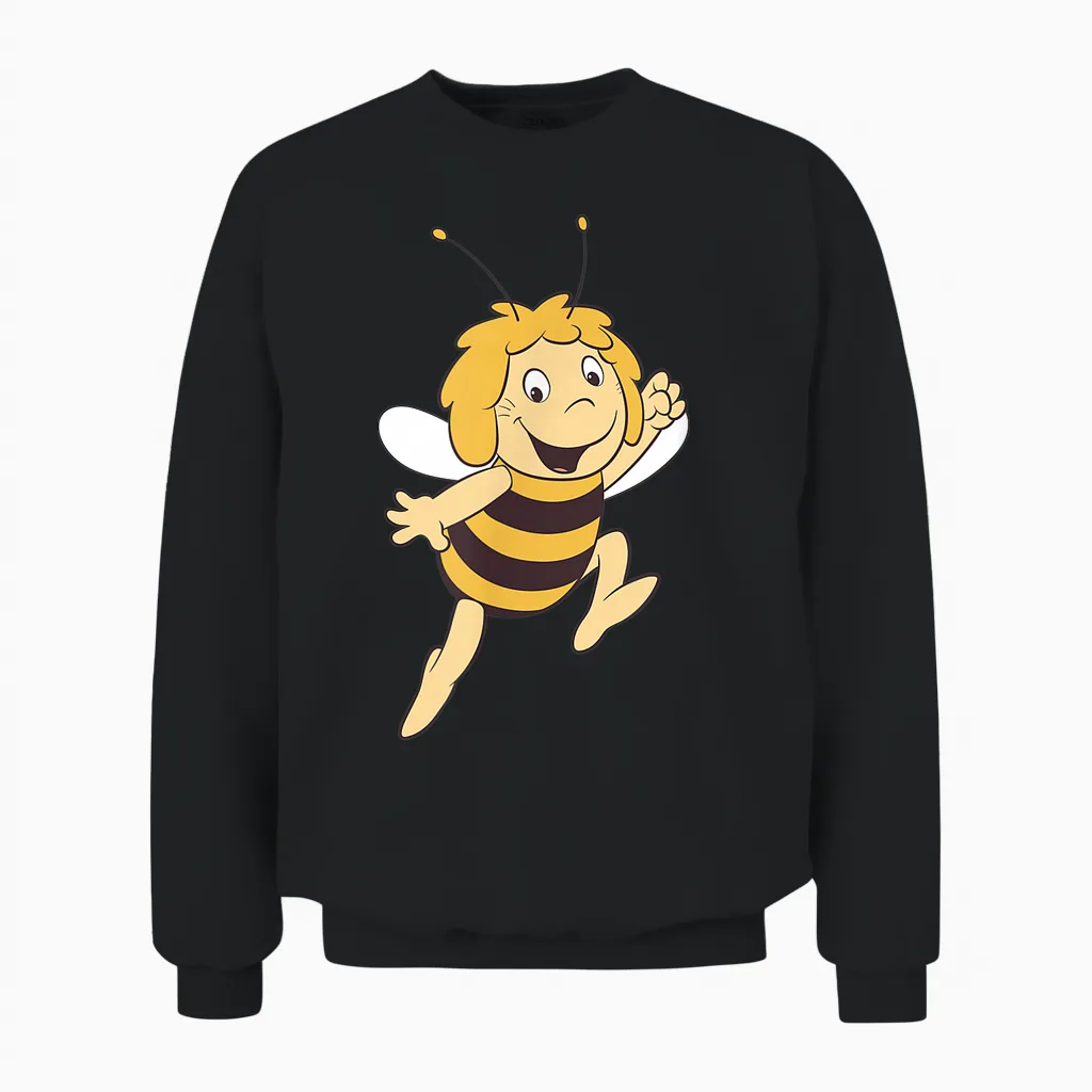 Maya the Bee Retro Pattern Cartoon Tv Series T-Shirt, Blue Unisex Sweatshirt in Black