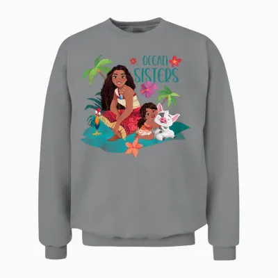 Kids Moana and Simea Ocean Sisters T-Shirt, White Unisex Sweatshirt - Sport Grey