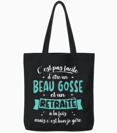 Retired Gift Idea Humour Birthday Beau Gosse Retirement T-Shirt, Black, S Tote Bags - Black