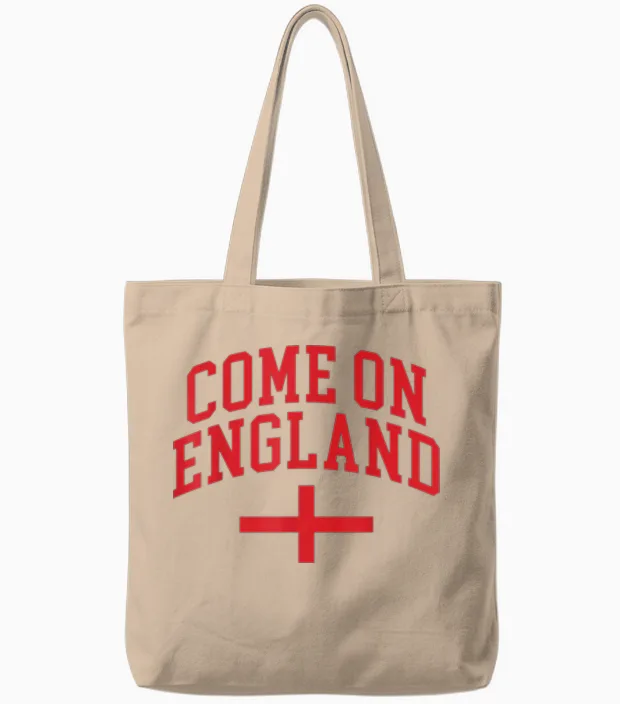 Come on England Flag England Pride Tote Bags in Natural