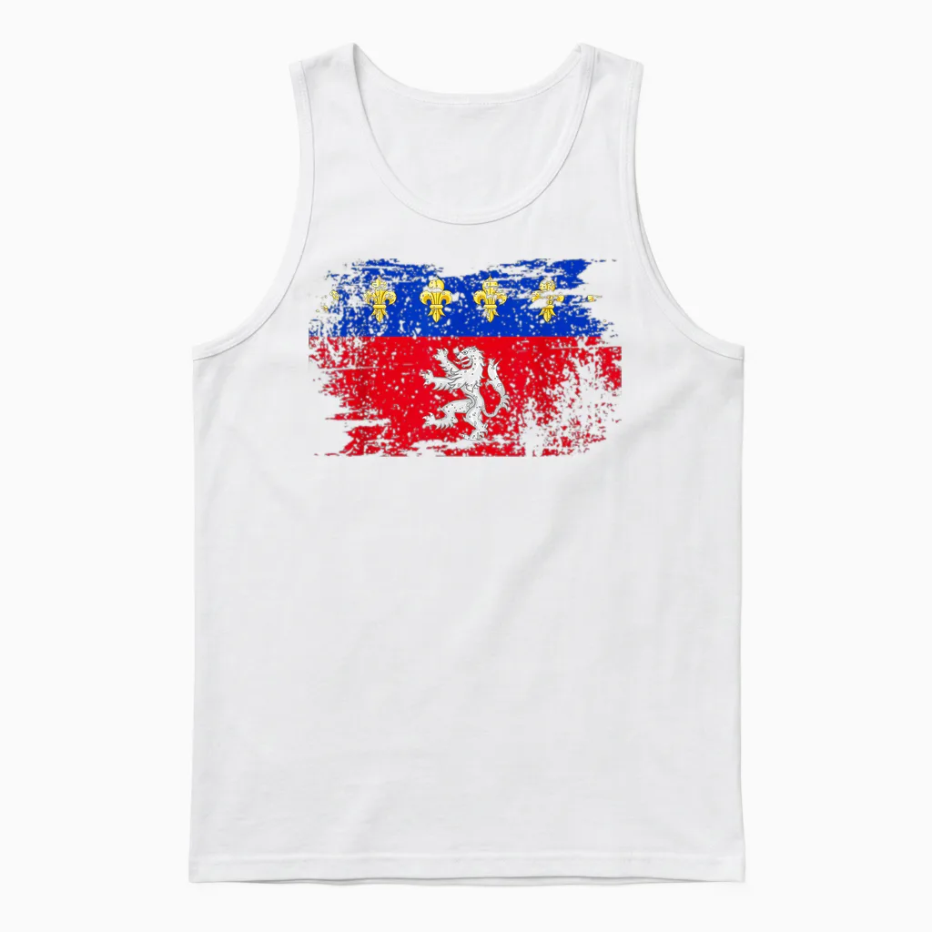 Vintage Lyon Flag Lyon Gift Idea Lyon France Unisex Tank Top in White