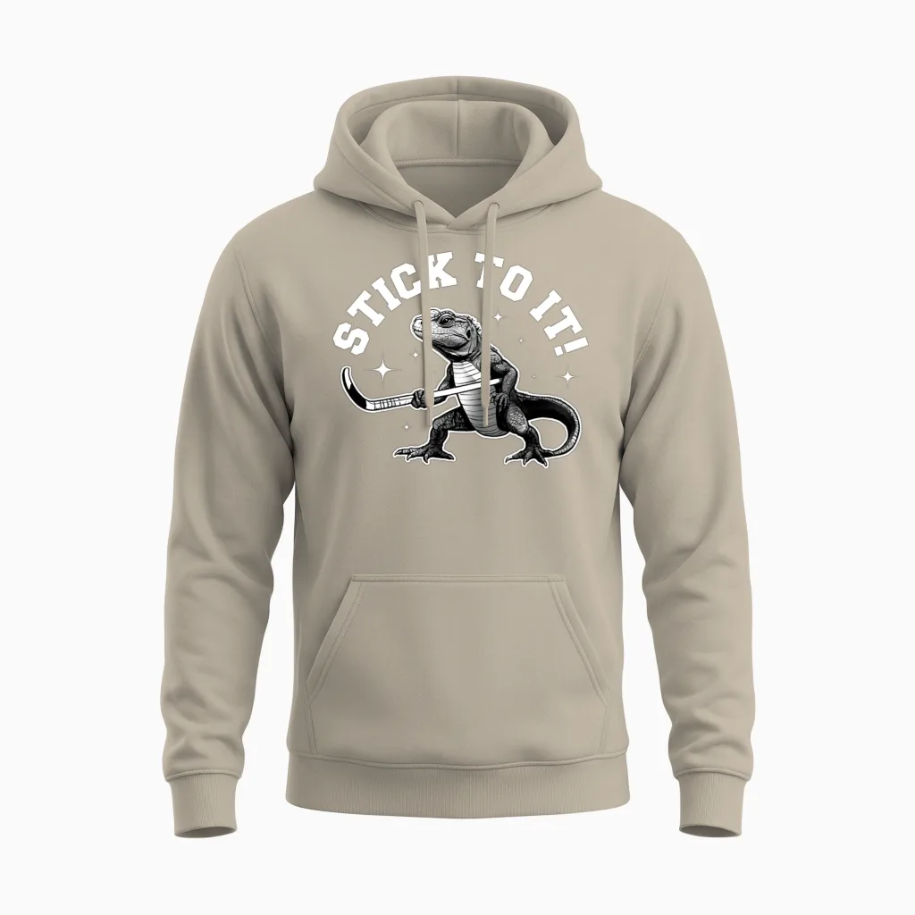 Stick to It Funny Hockey Unisex Hoodie in Sand