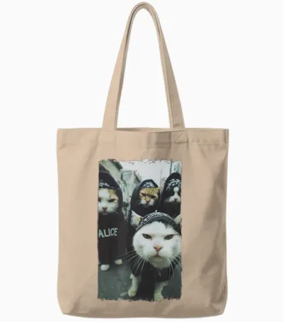 Gangster Katzen Streetwear Cooles Katzenmotiv Lustig Tote Bags - Natural