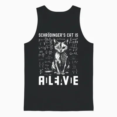 Schrödingers Cat Dead and Alive Physics Teacher T-Shirt, Black, S Unisex Tank Top - Black