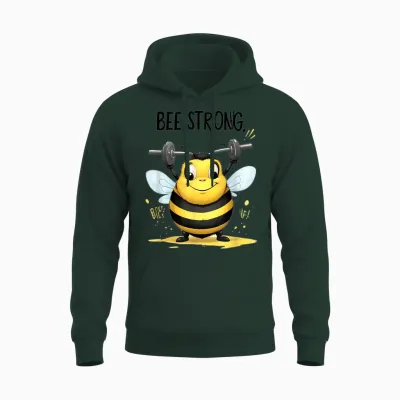 Lustige Mollige Gelbe Biene: Be Strong Unisex Hoodie - Forest